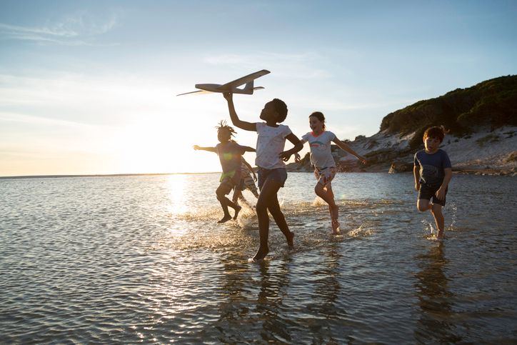 Kids at sunset