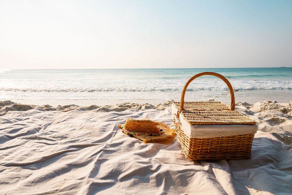 Picnic on idyllic beach